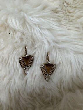 Southwest Gold-Tone Brown Triangle Drop Earrings - Elegant Women's Jewelry